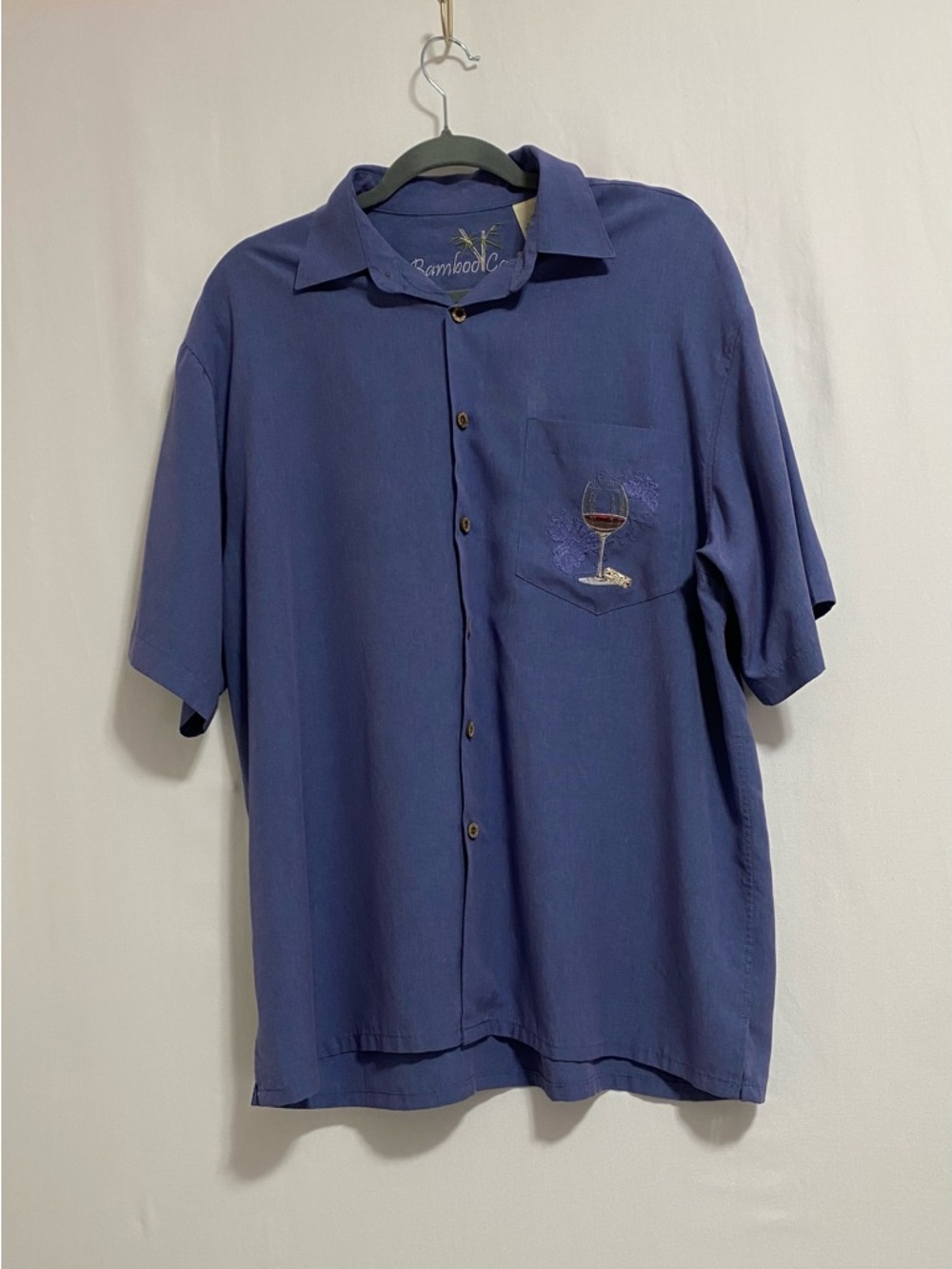 BAMBOO Men's Short-Sleeve Navy Button-Up Shirt